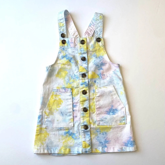 Girls Pastel Colors Overall Dress - Picture 1 of 6